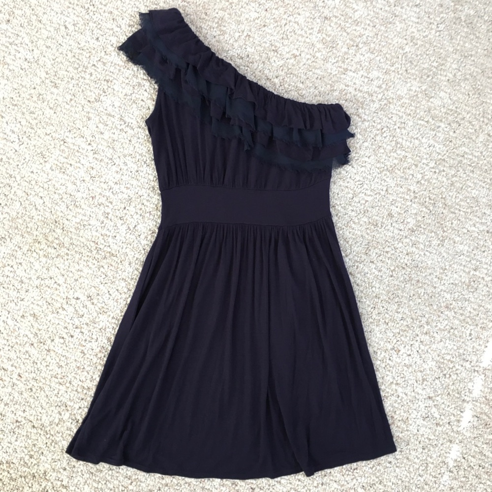 Pink Rose One Shoulder Ruffle Top Dress